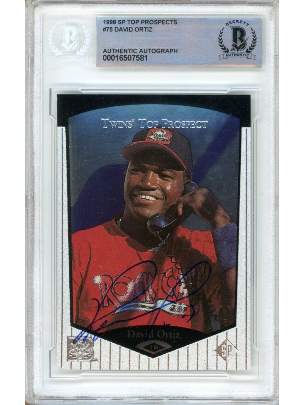David Ortiz Signed 1998 SP Top Prospects #75 Twins Beckett BAS Slabbed Auto